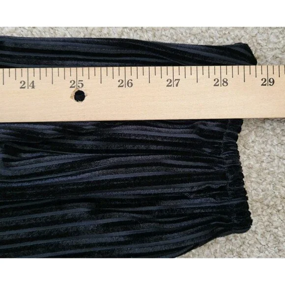 Womens Rib Velvet Dress Size L 8 Black Shein Long Sleeve Crew Neck Cinch Waist - Picture 7 of 9